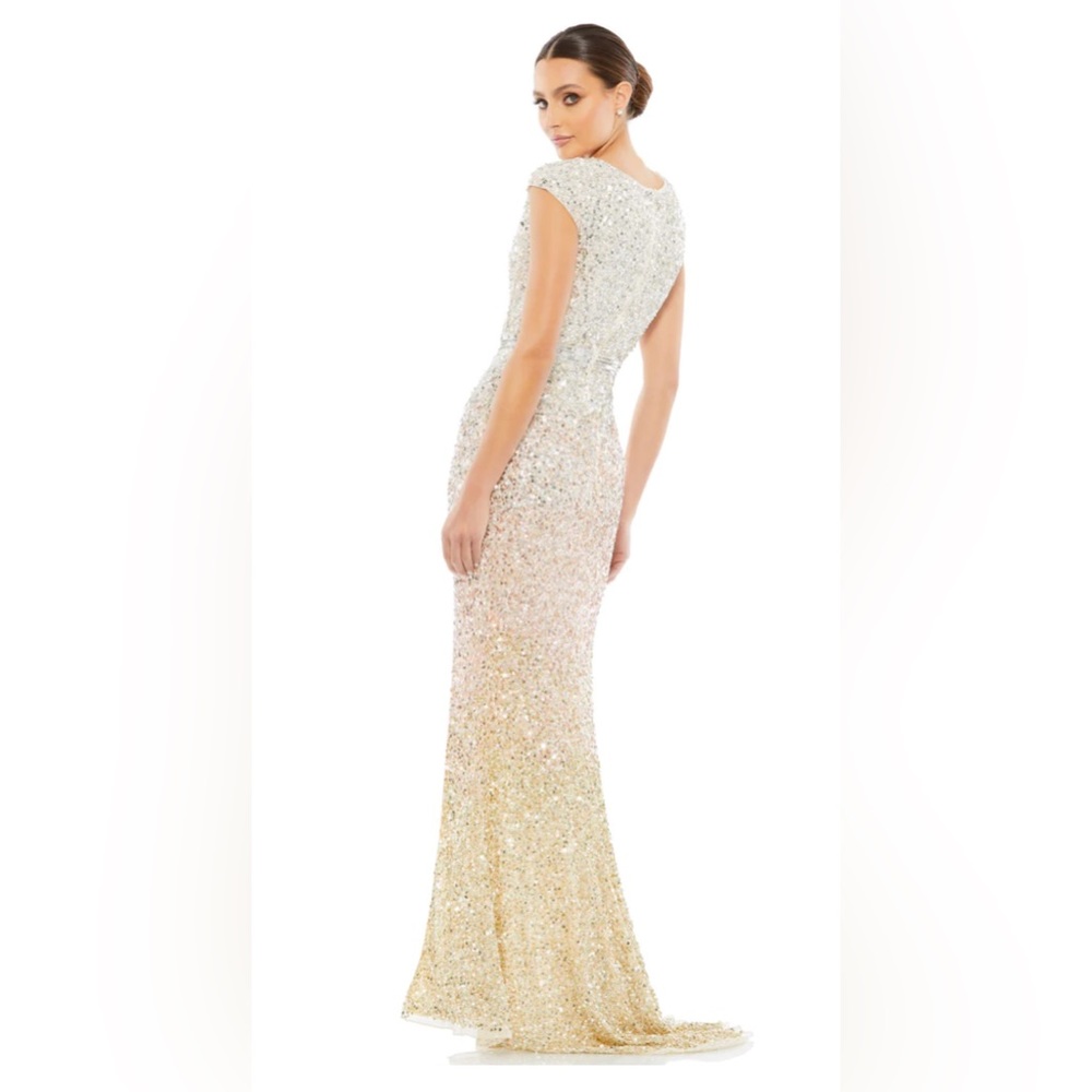 *Mac Duggal Cap Sleeve Sequined High Slit Gown Size 2 NWTC - Picture 3 of 9